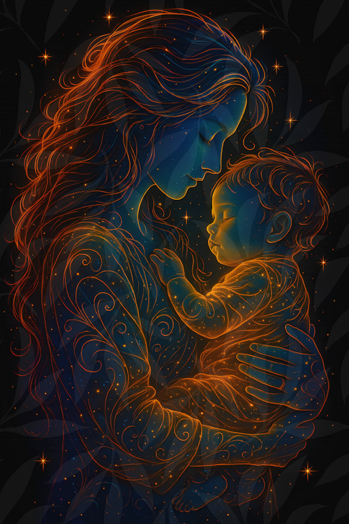 Celestial Mother & Child Baby Diary — A Journal of Love Written Among the Stars